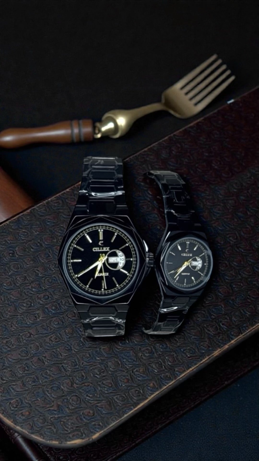 Men’s & Women’s Matching Set (Black Octagonal)