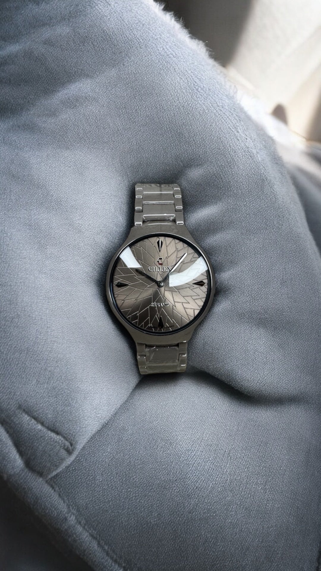 Gunmetal Ceramic Sunburst Watch