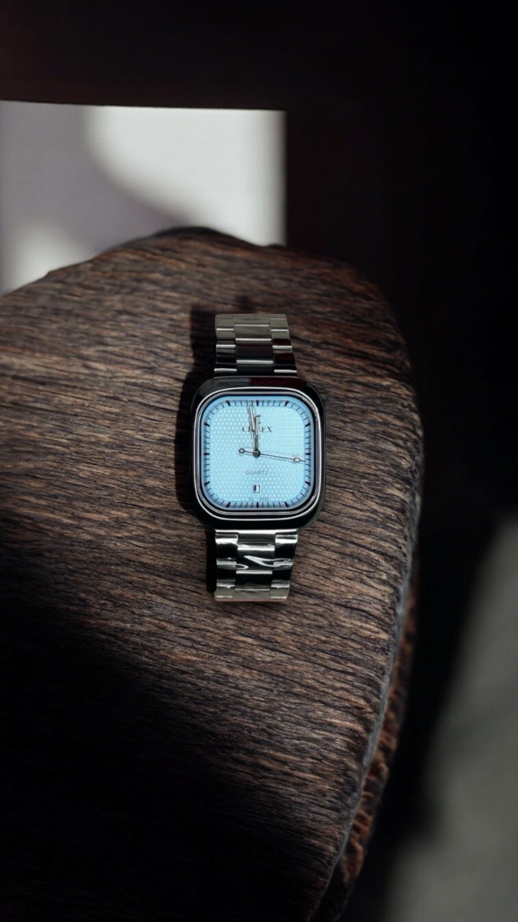 Men’s Square Ice Blue Dial Watch