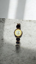 Women’s Jeweled Gold Bangle Watch (Black)