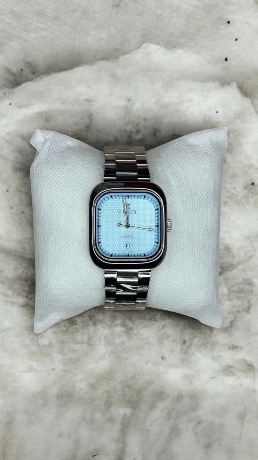 Men’s Square Ice Blue Dial Watch