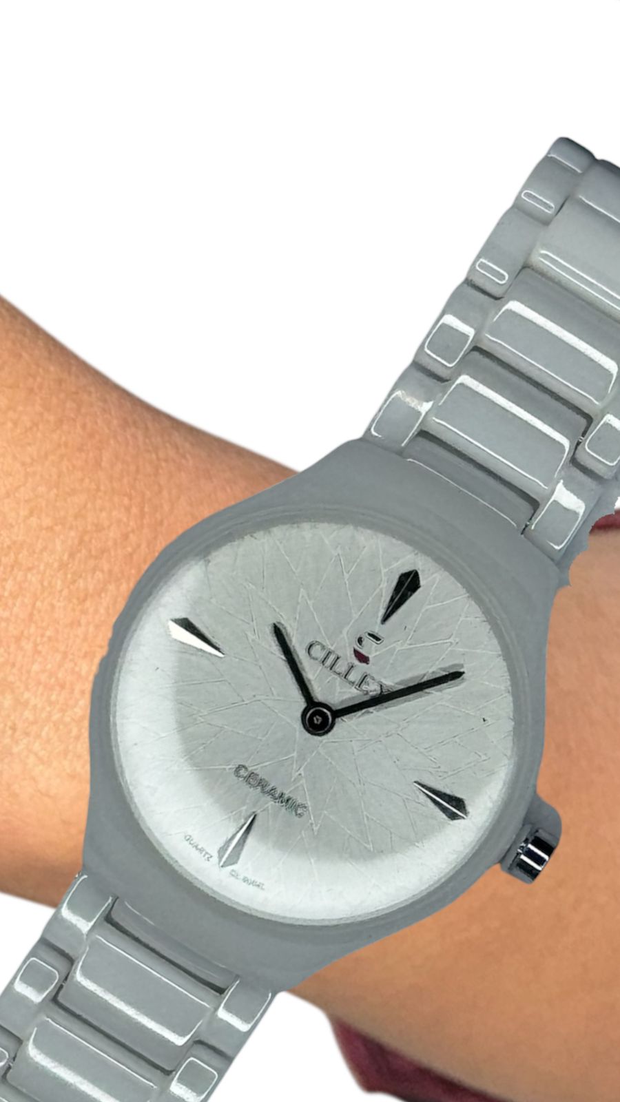 Ceramic Couple’s Watch Set – Textured Geometric Dial