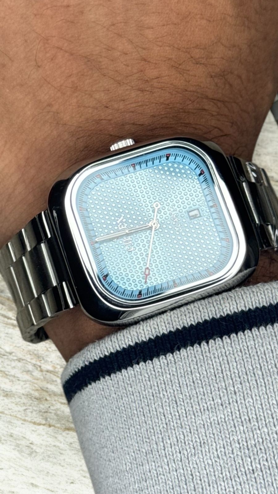 Men’s Square Ice Blue Dial Watch